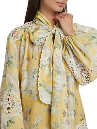 Acacia Broderie Floral Tieneck Minidress