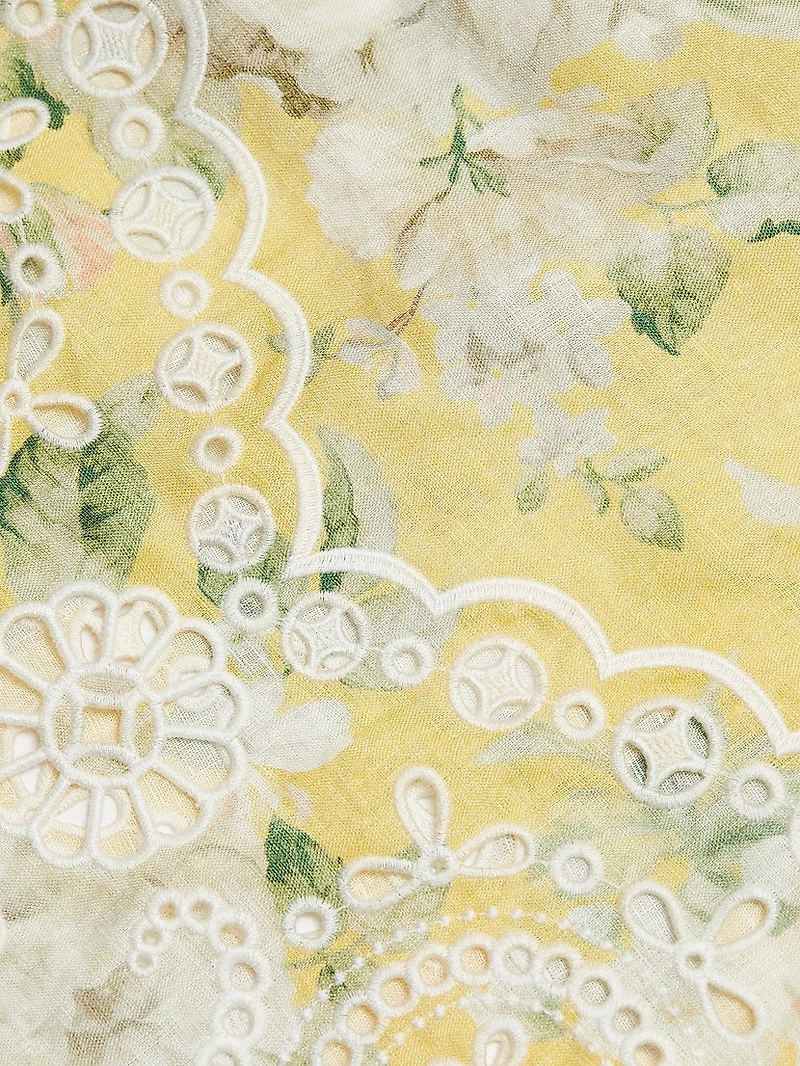 Acacia Broderie Floral Tieneck Minidress