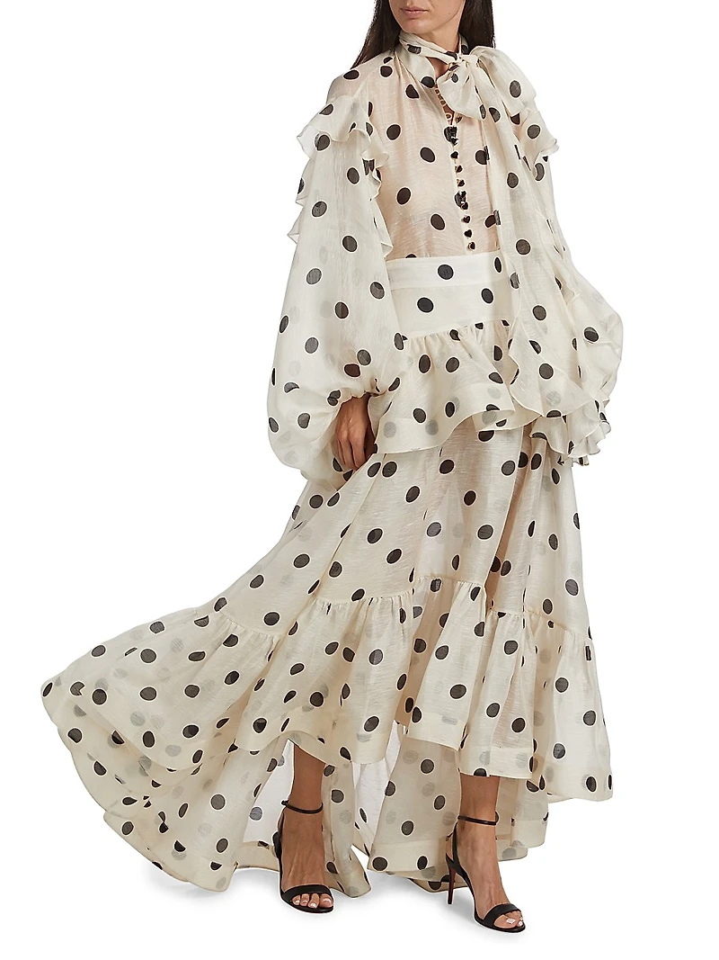Crush Polka Dot Tiered Maxi Skirt