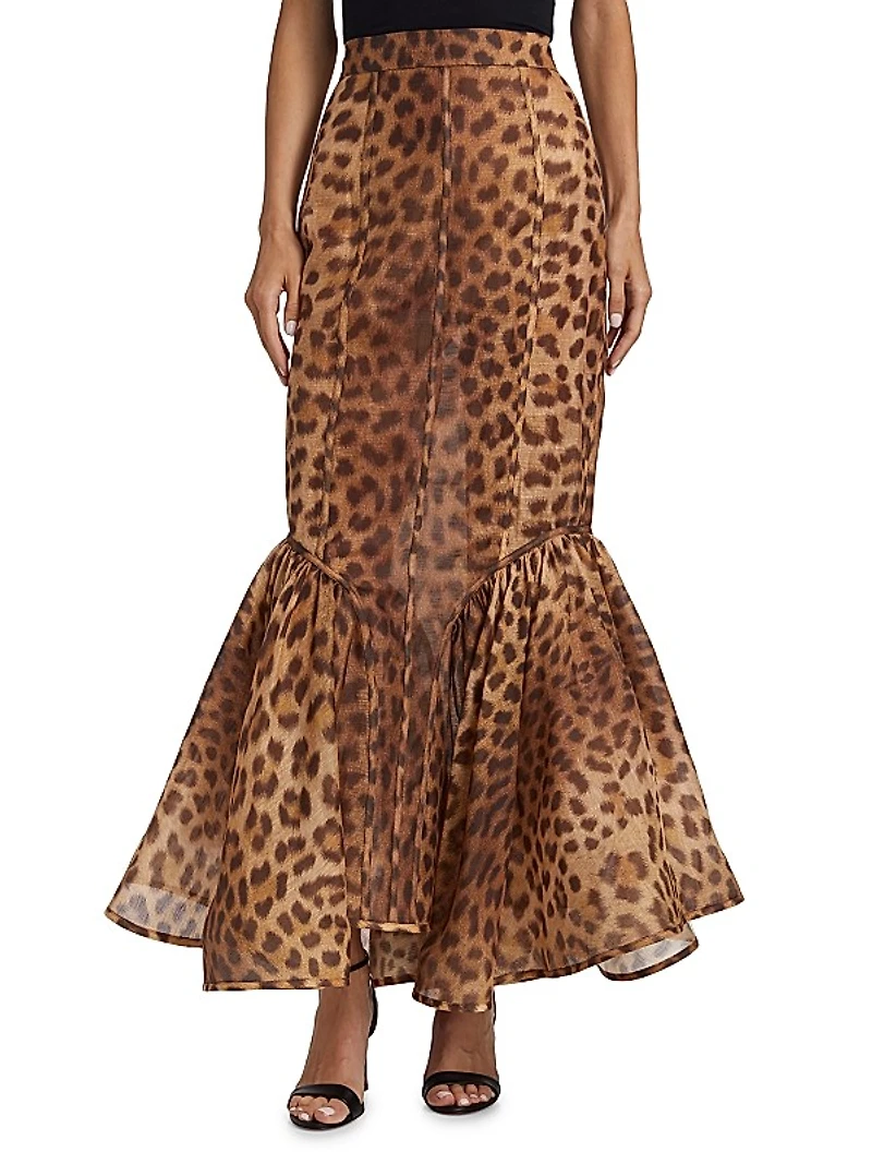 Crush Leopard-Print Paneled Maxi Skirt