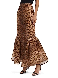 Crush Leopard-Print Paneled Maxi Skirt