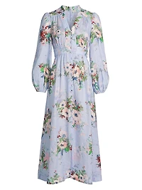 Everley Floral Linen Midi-Dress