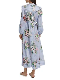 Everley Floral Linen Midi-Dress