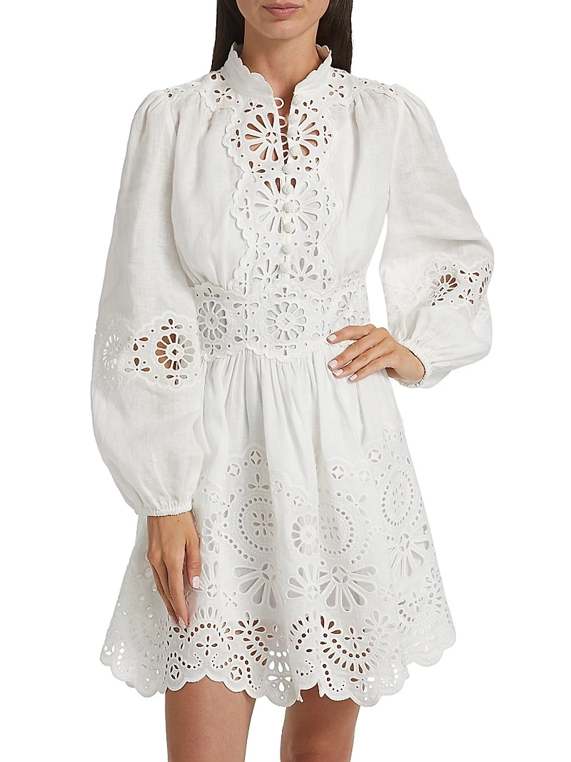 Acacia Broderie Linen Minidress