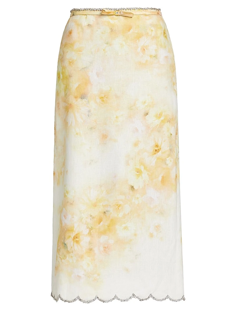 Crush Scalloped Midi-Skirt