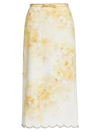 Crush Scalloped Midi-Skirt