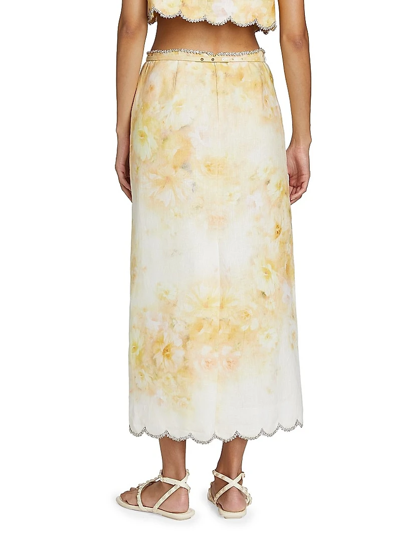 Crush Scalloped Midi-Skirt