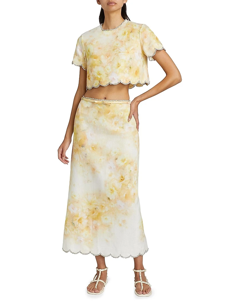 Crush Scalloped Midi-Skirt