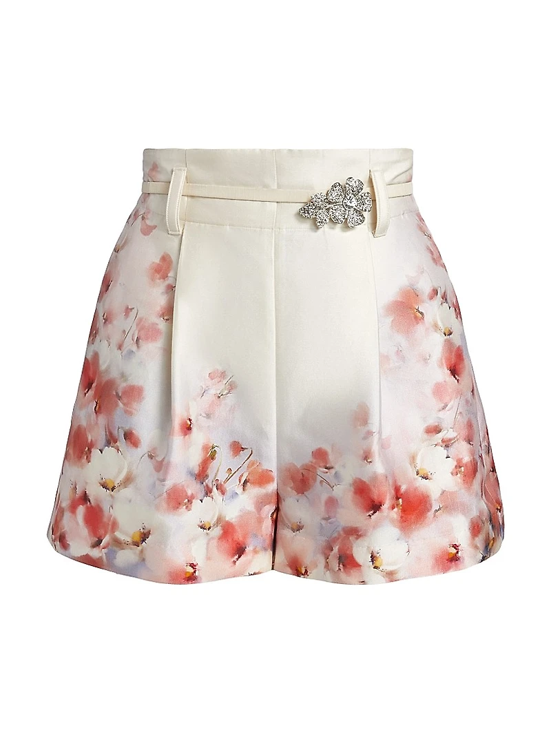 Crush Floral Pleated Shorts
