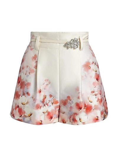 Crush Floral Pleated Shorts