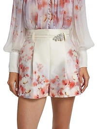 Crush Floral Pleated Shorts