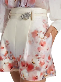 Crush Floral Pleated Shorts
