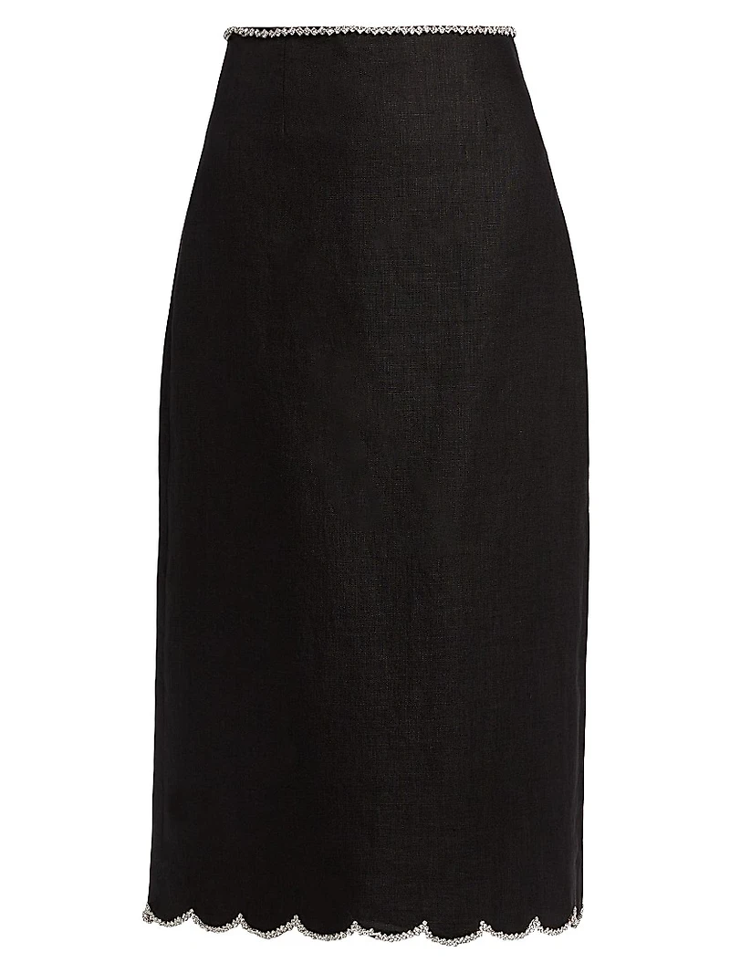 Crush Scalloped Midi-Skirt