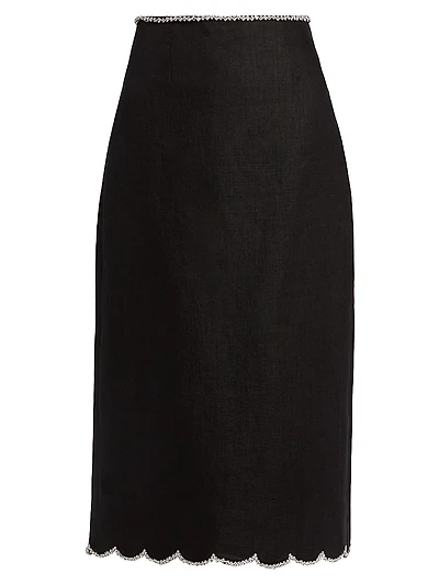 Crush Scalloped Midi-Skirt