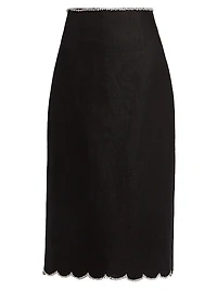 Crush Scalloped Midi-Skirt