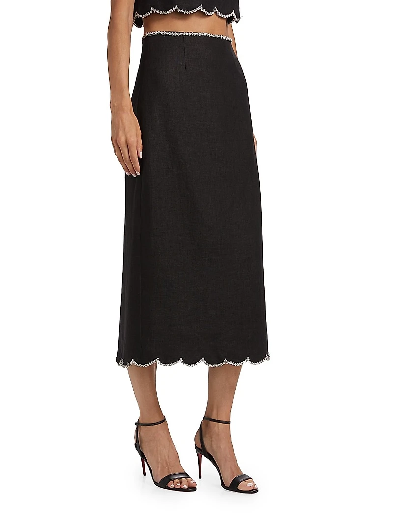 Crush Scalloped Midi-Skirt