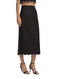 Crush Scalloped Midi-Skirt