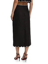 Crush Scalloped Midi-Skirt