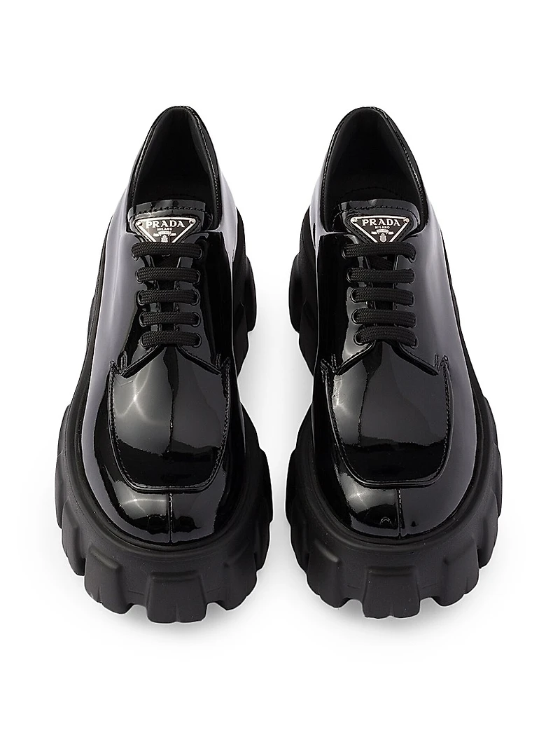 Women's Monolith Patent Leather Lace-Up Shoes