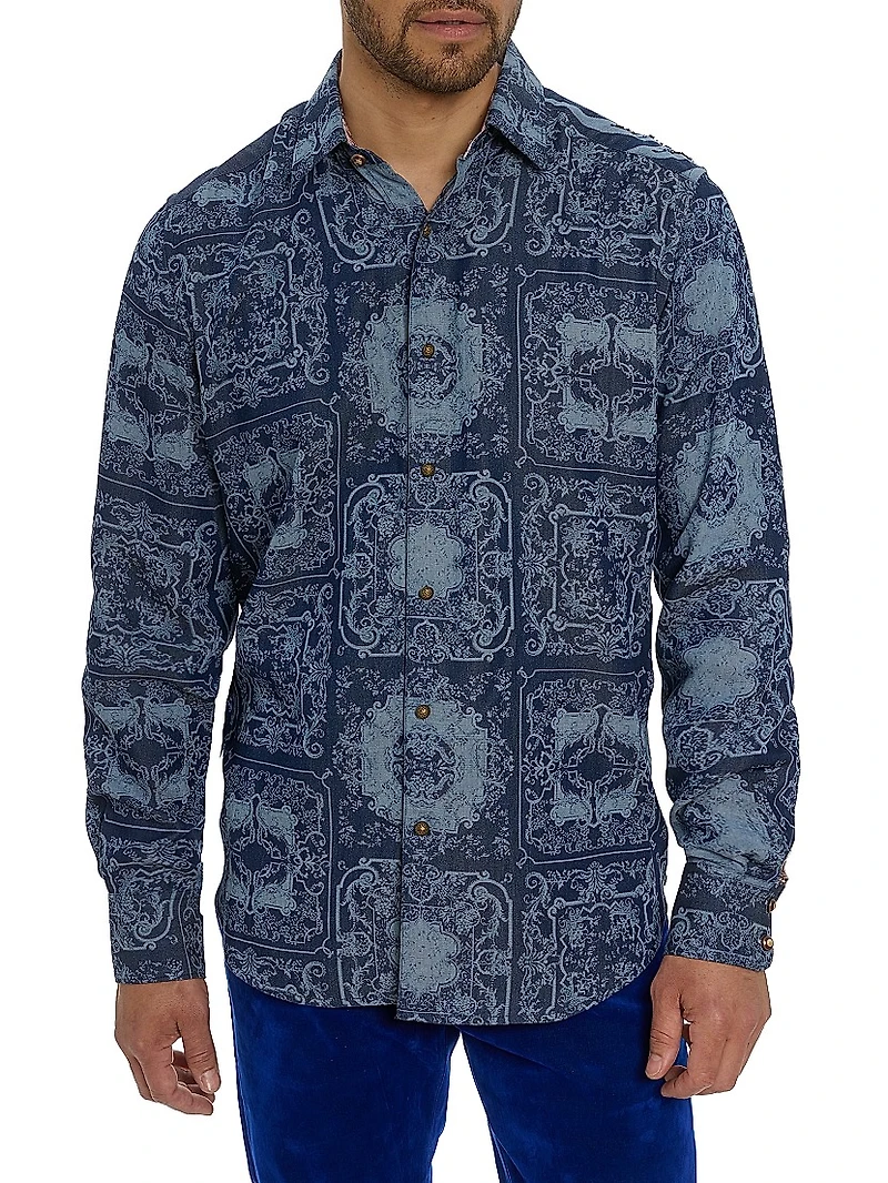 Ikebana Damask Cotton Shirt