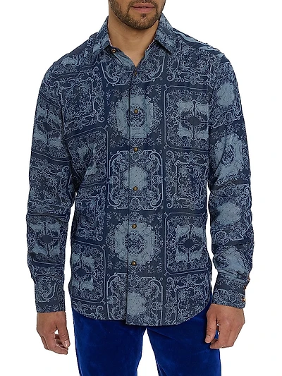 Ikebana Damask Cotton Shirt