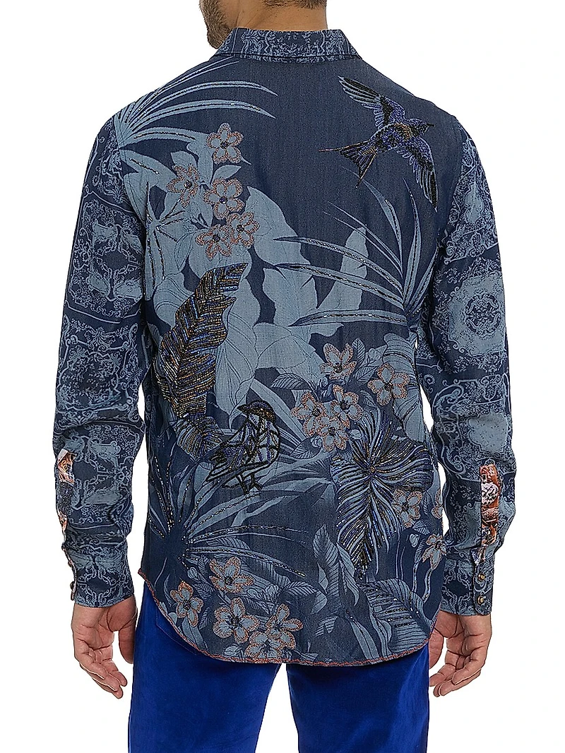 Ikebana Damask Cotton Shirt