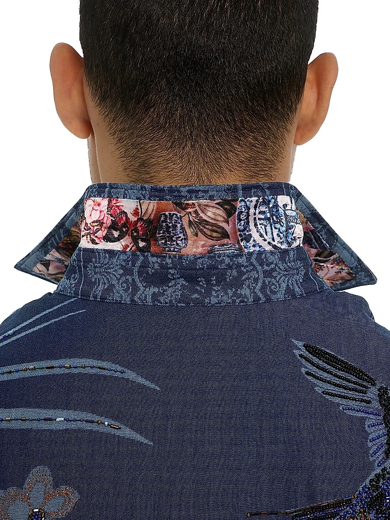 Ikebana Damask Cotton Shirt