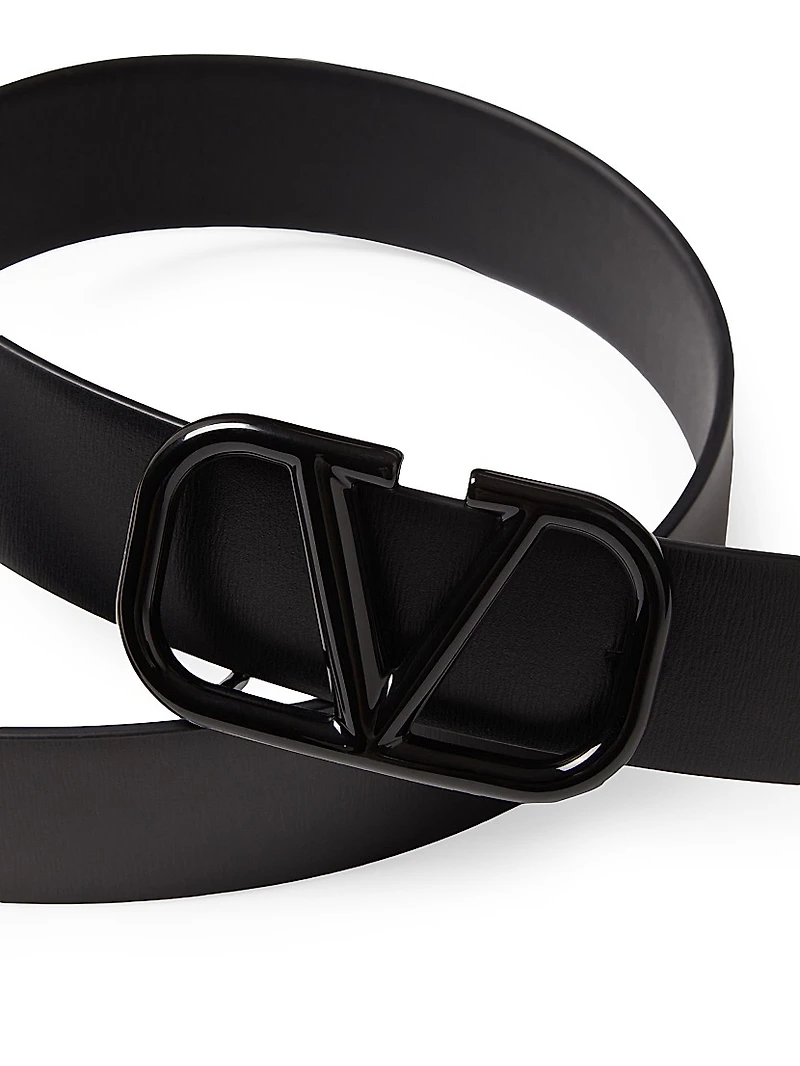 VLogo Signature Belt in Shiny Calfskin 30MM
