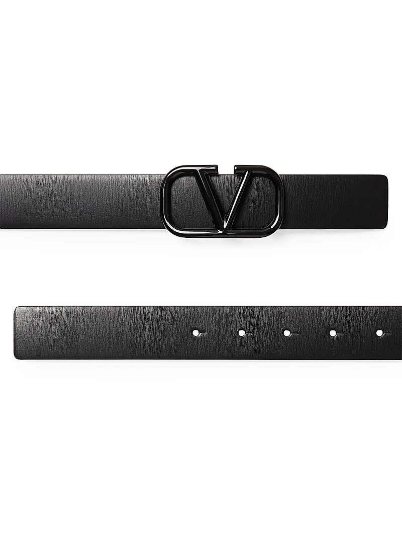 VLogo Signature Belt in Shiny Calfskin 30MM