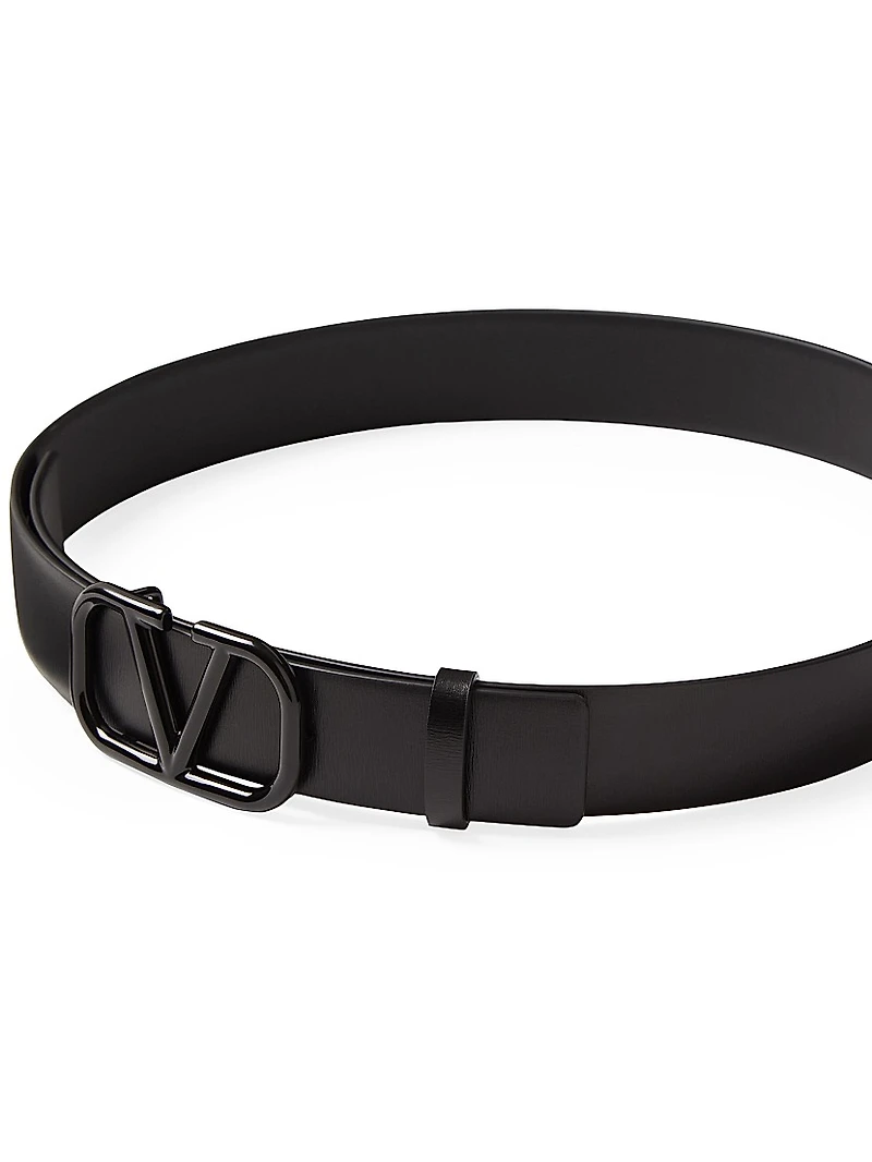 VLogo Signature Belt in Shiny Calfskin 30MM