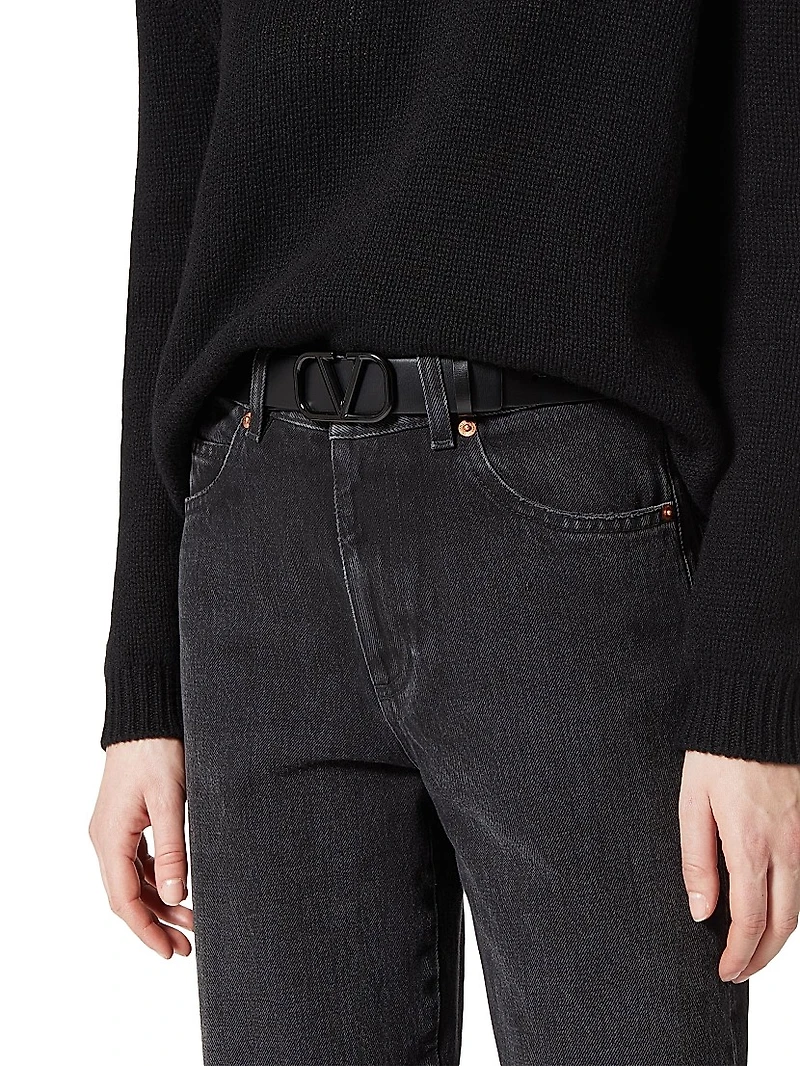VLogo Signature Belt in Shiny Calfskin 30MM