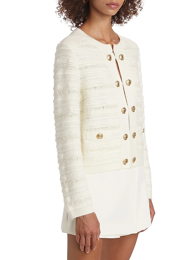 Milly Textured Stripe Knit Cardigan Jacket