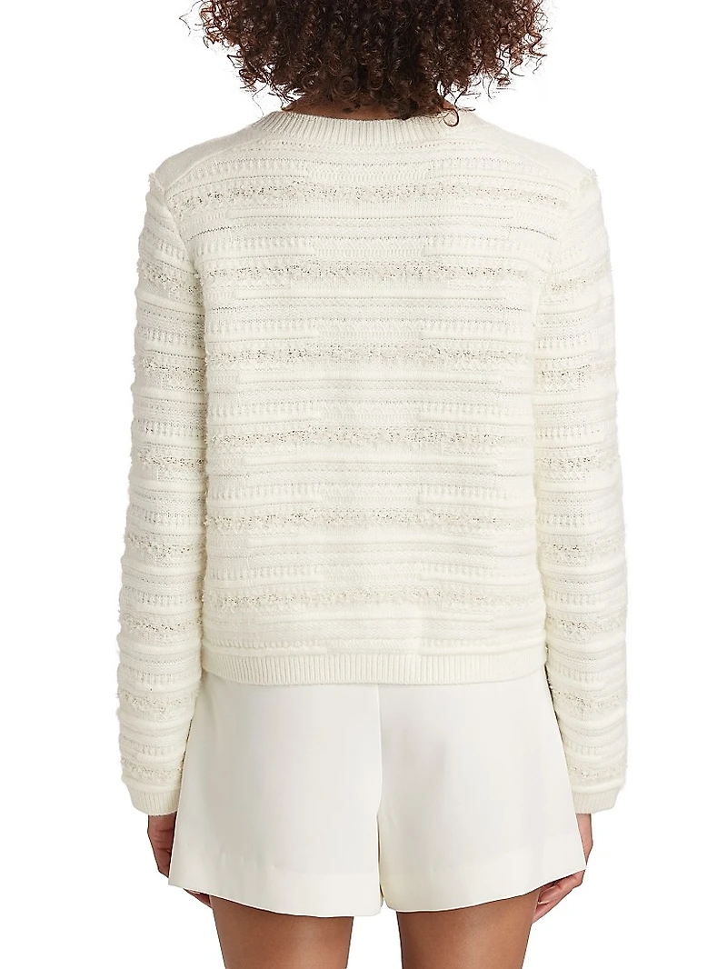Milly Textured Stripe Knit Cardigan Jacket