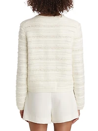 Milly Textured Stripe Knit Cardigan Jacket