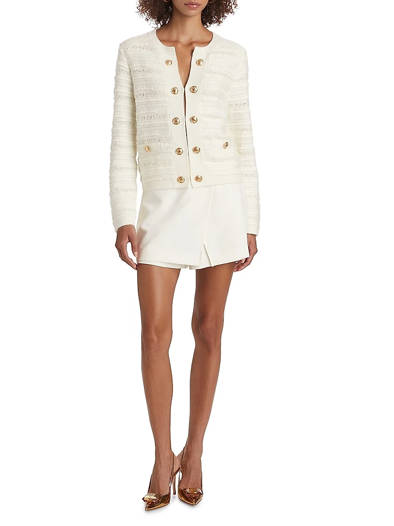 Milly Textured Stripe Knit Cardigan Jacket