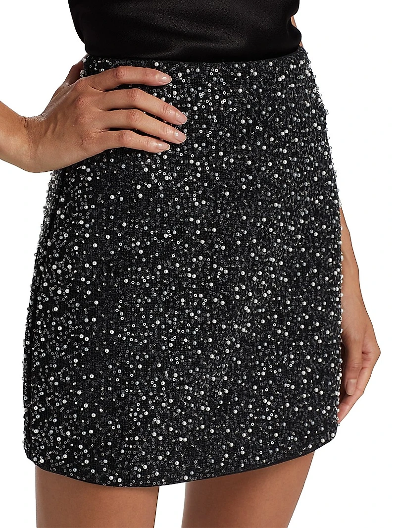 Beaded Tweed Miniskirt