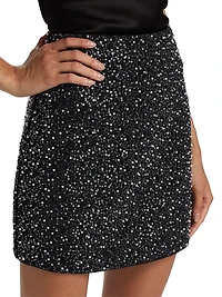 Beaded Tweed Miniskirt