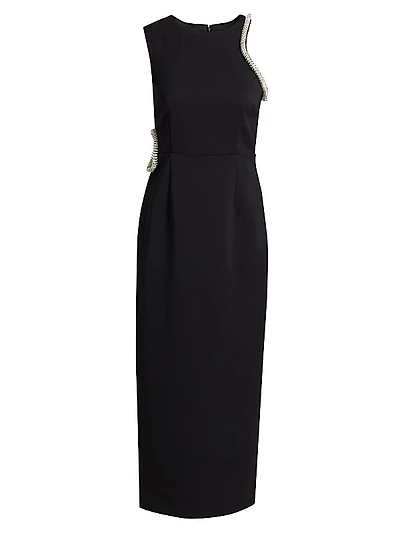 Nadya Crêpe Embellished Cut-Out Midi-Dress