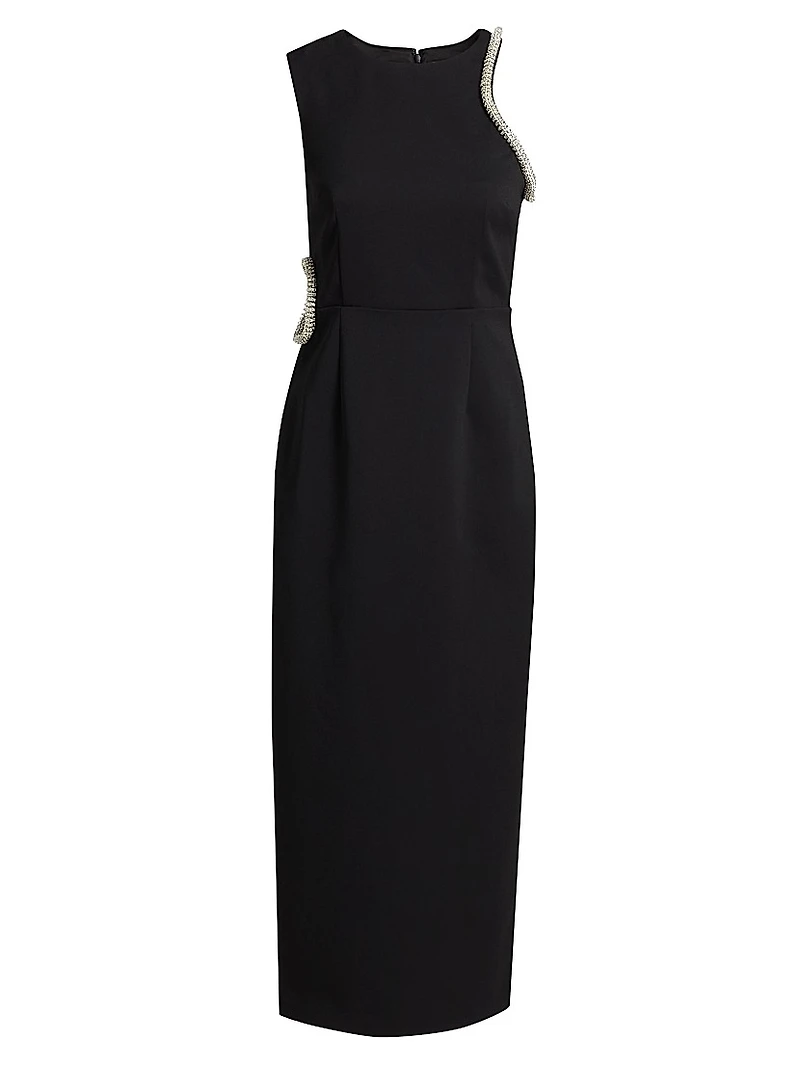 Nadya Crêpe Embellished Cut-Out Midi-Dress