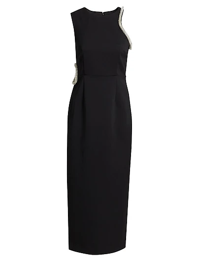 Nadya Crêpe Embellished Cut-Out Midi-Dress