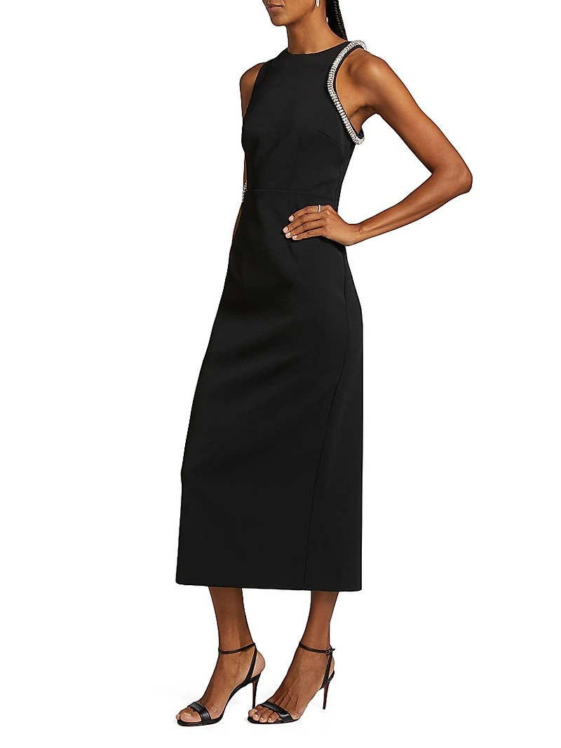 Nadya Crêpe Embellished Cut-Out Midi-Dress