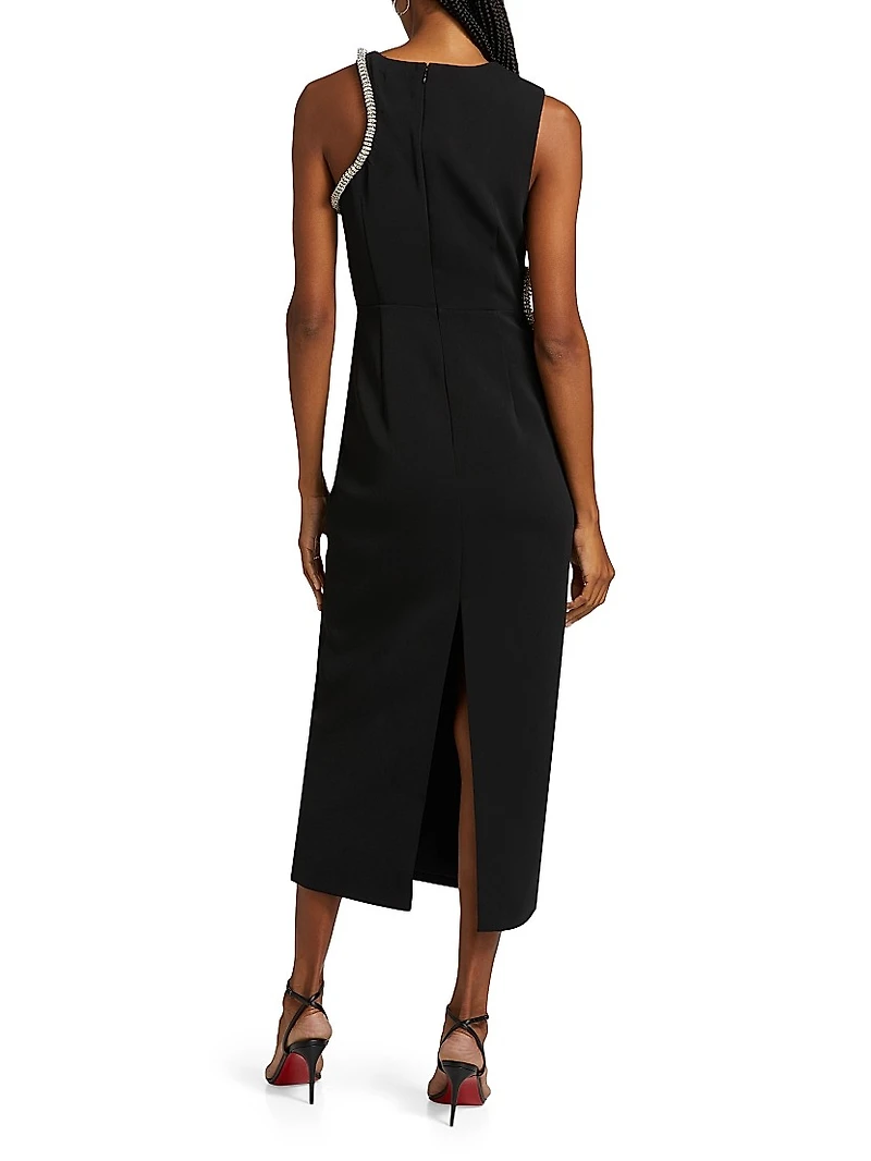 Nadya Crêpe Embellished Cut-Out Midi-Dress