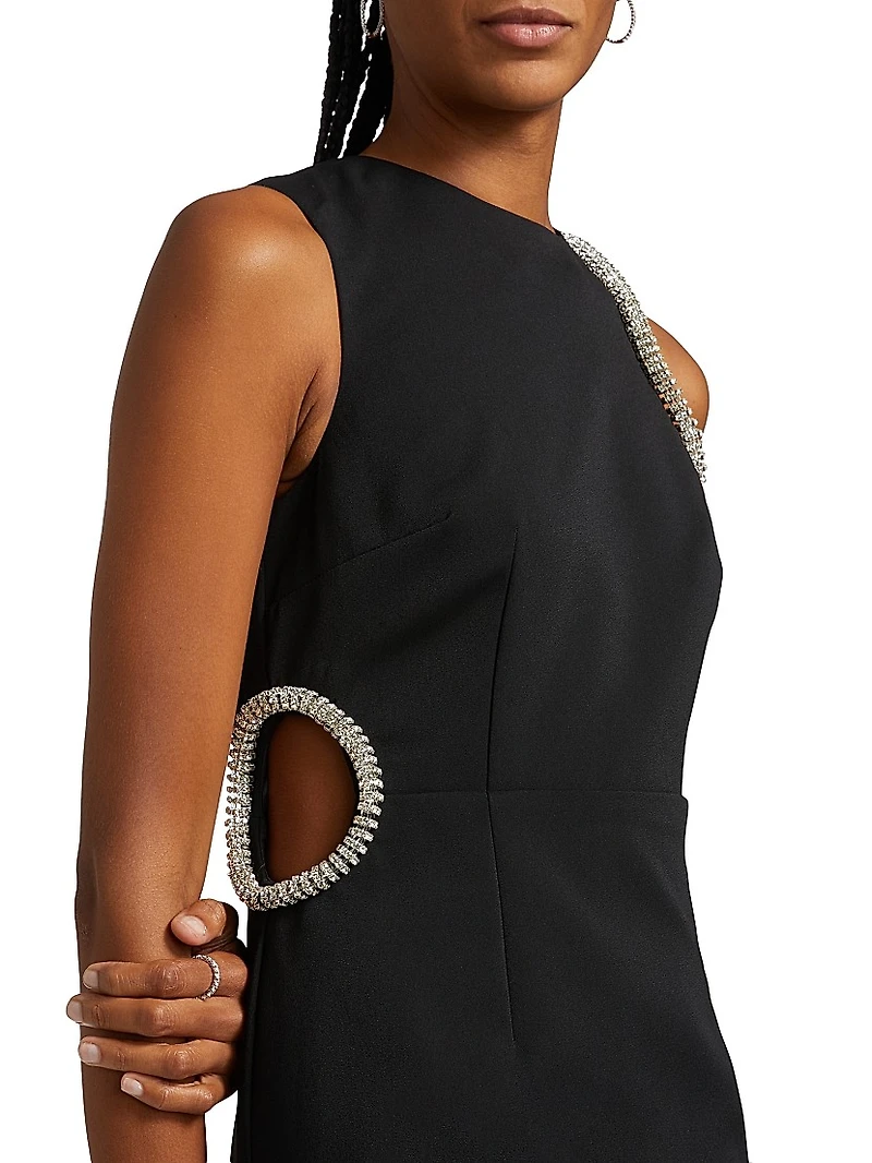Nadya Crêpe Embellished Cut-Out Midi-Dress