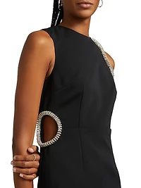 Nadya Crêpe Embellished Cut-Out Midi-Dress