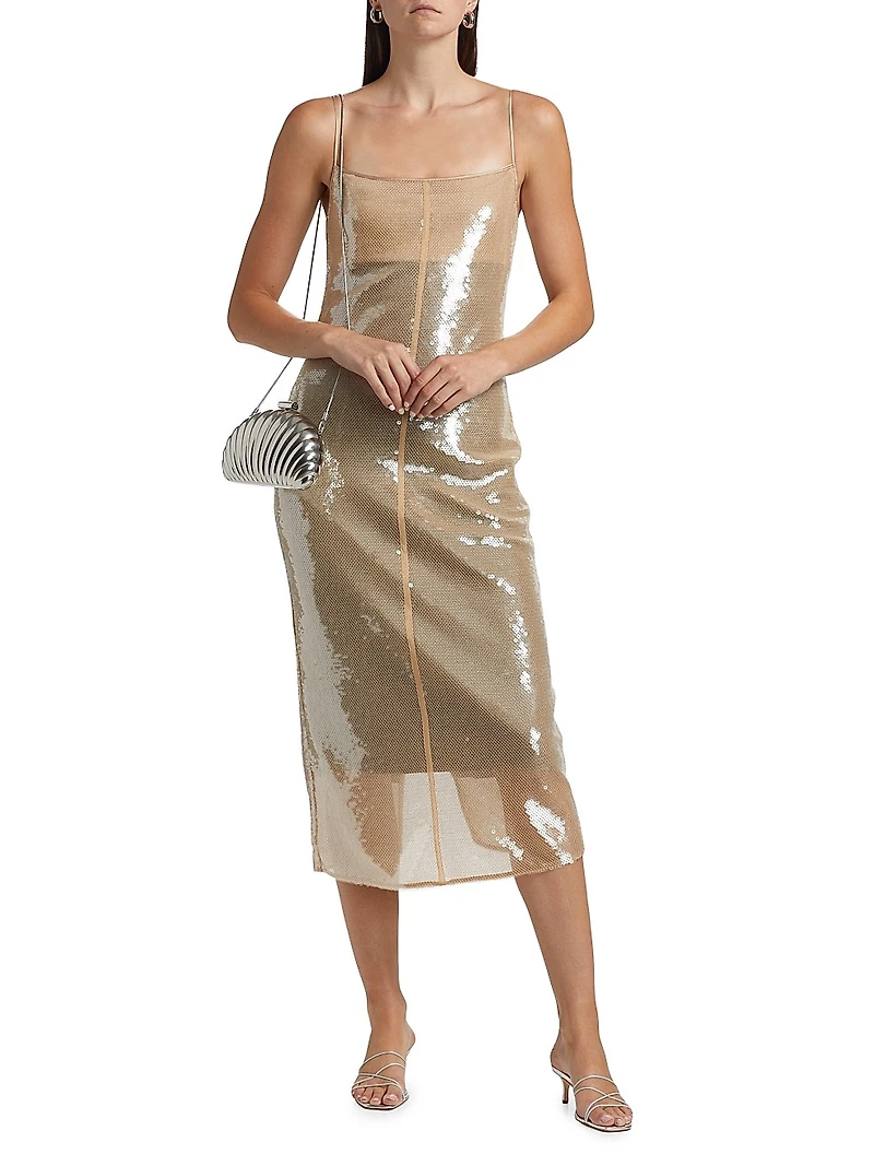 Danielle Sheer Sequined Slipdress