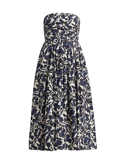 Tate Floral Strapless Midi-Dress