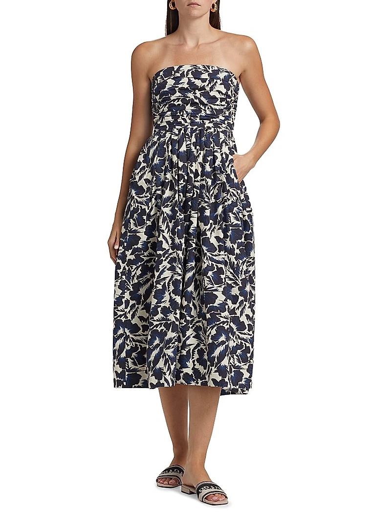 Tate Floral Strapless Midi-Dress