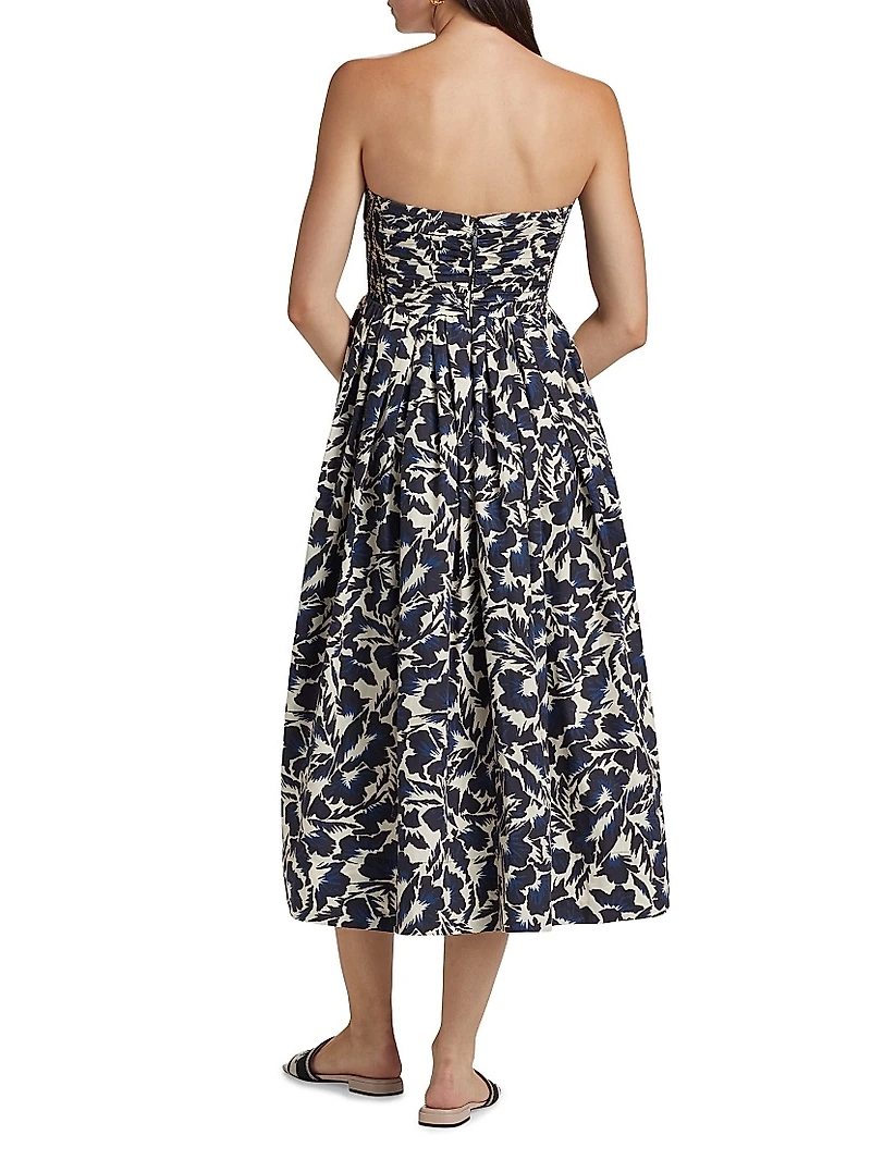 Tate Floral Strapless Midi-Dress