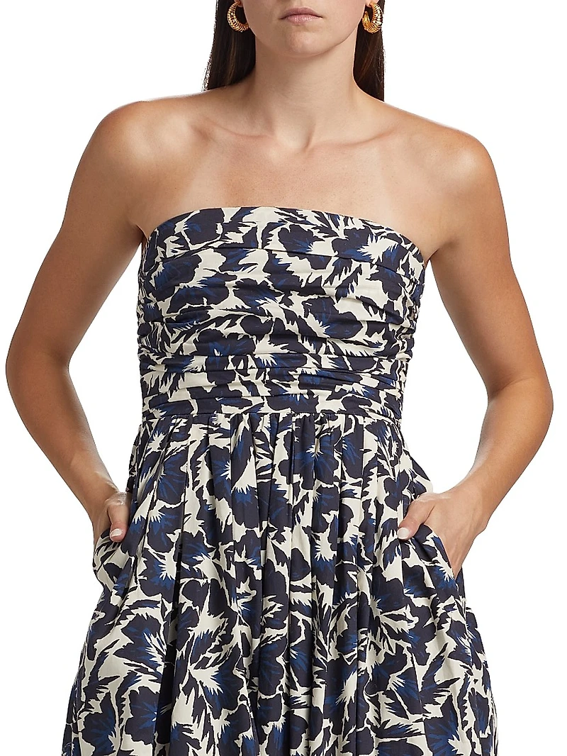 Tate Floral Strapless Midi-Dress