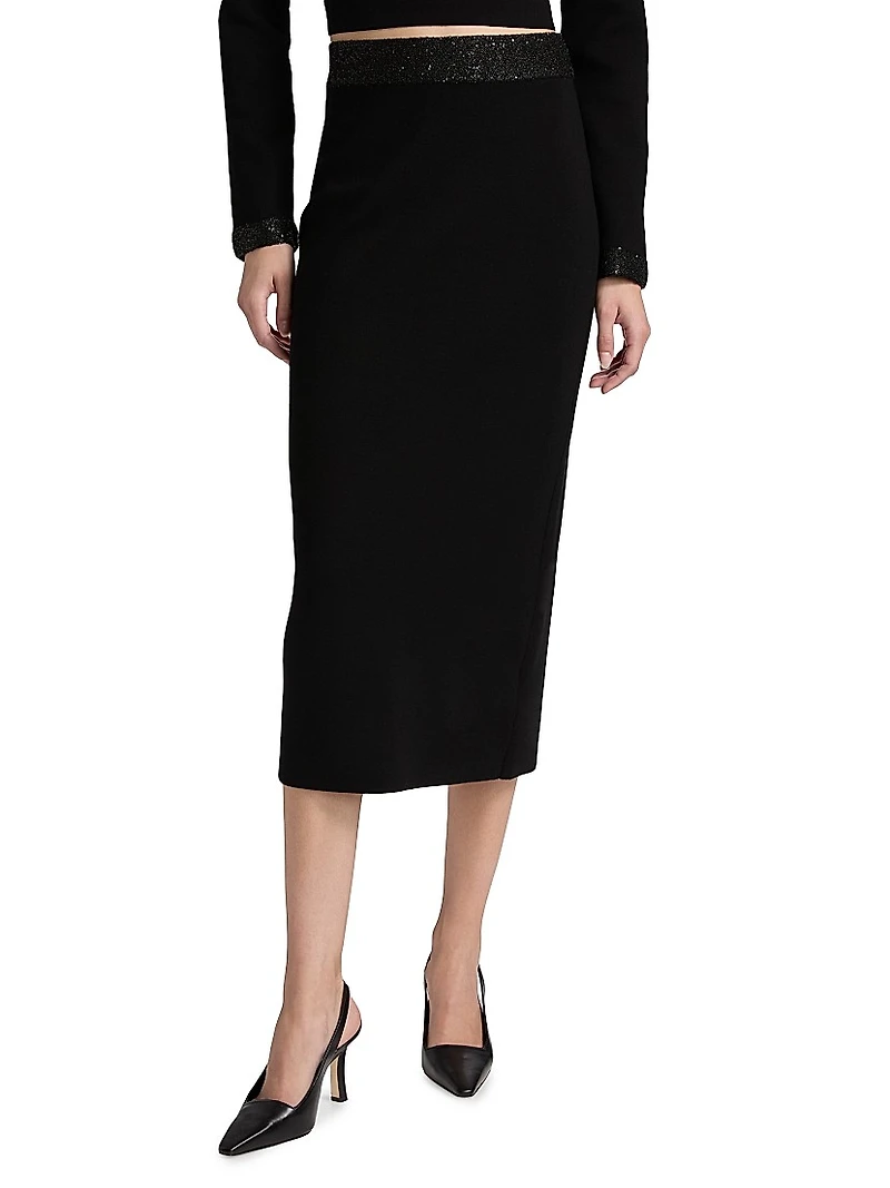 Jane Contrast-Waist Pencil Skirt